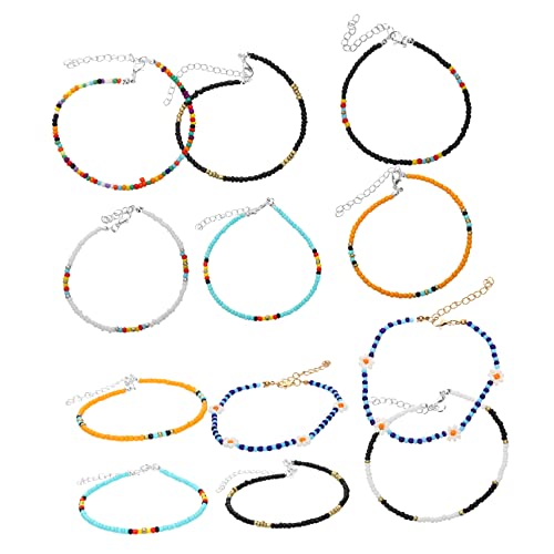 Ipetboom 12 Stck Bunte Fußkettchen für Damen Teiliges mit Perlen Verstellbare Fußschmuck für Strandpartys Festivals und Täglichen Gebrauch Langlebig und von Ipetboom
