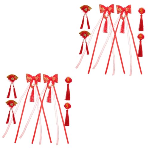 Ipetboom 12 Stk Haarschmuck für das neue Jahr der Kinder Quaste chinesische Haarspangen Kostüm-Haar-Accessoires Tiara Haarklammer Haarspangen mit Quasten Haarspangen für Kinder festlich rot von Ipetboom