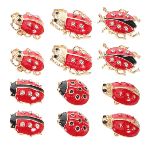 Ipetboom 12stücke Strass-marienkäfer-broschennadeln Aus Dekorative Insekten-anstecknadeln Als Insekten-schmuck Kreative Anstecknadel Für Hemdkragen Und Kleider-brosche von Ipetboom