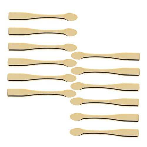 Ipetboom 12 Stück Maskenlöffel winzige Löffel Gesichtscremelöffel Flüssige Foundation - Palette Fleck Kosmetik - Spenderlöffel Gesichtspflegewerkzeuge Lotionsspatel Schminklöffel Abs Golden von Ipetboom
