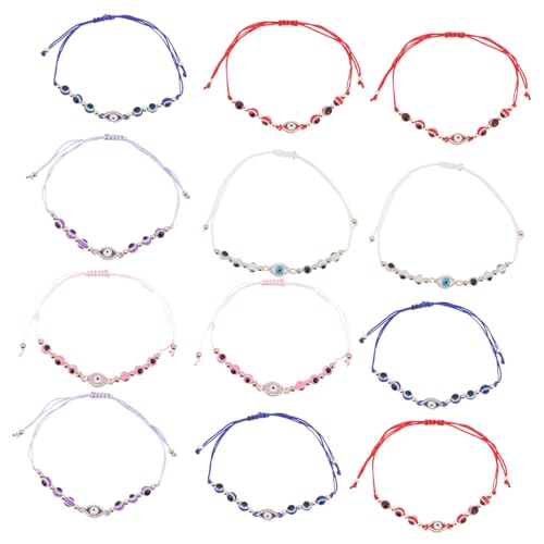 Ipetboom 12 Stück Teiliges Damen Armband Schmuck mit Geflochtenem Harz und Bösem Auge Anhänger Leichtes Hautfreundliches Modearmband für Alltag und Festtage von Ipetboom
