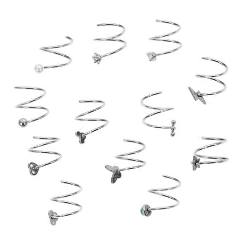 Ipetboom 12 Stück Teiliges Edelstahl Nasenpiercing Spiralen Modische Sichere Nasenringe für Single Piercing Vielseitige Schmuckstücke für Damen und Freunde Individuellen Stylings von Ipetboom