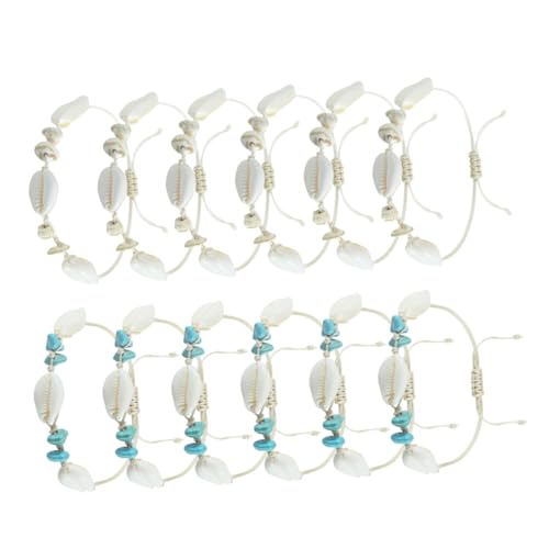 Ipetboom 12 Stück Teiliges Handgefertigtes Muschel Armband Verstellbar Vielseitig als Fußkettchen oder Armband Tragbar Sommerliches Strand Design Perfektes für Frauen und Mädchen von Ipetboom