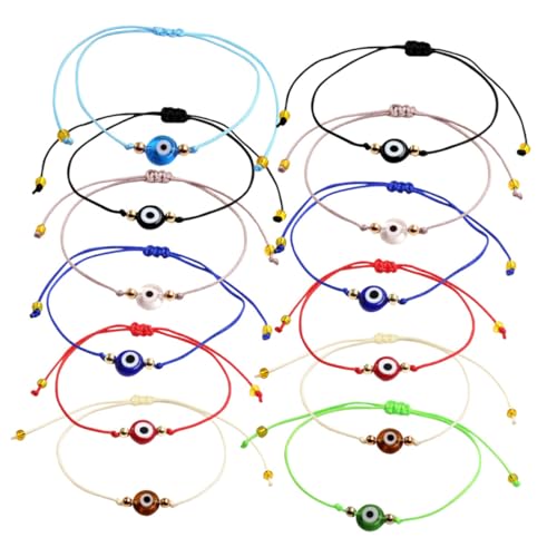 Ipetboom 12 Stück Teiliges Verstellbares Evil Eye Armband Buntes Wrist Cord Schmuckstück aus Hautfreundlichem Material Modisches Seilarmband für Damen und Herren Geschenkidee für Freundin von Ipetboom