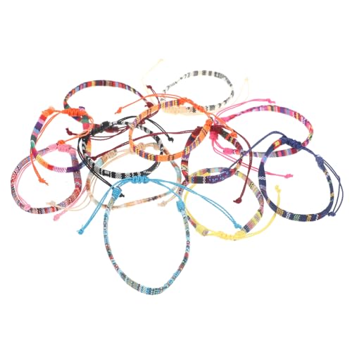Ipetboom 12 Stück Teiliges Verstellbares Woven Armband für Damen und Herren Bunte Ethnische Strandarmbänder aus Robustem Wachsseil Vielseitig Kombinierbar Langlebig und Farbecht Passend von Ipetboom