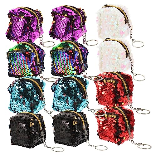 Ipetboom 12stücke Quadratische Pailletten Taschen Klein Geldbörse Münzbeutel Mit Stoffmaterial Für Schlüssel Kopfhörer Karten USB-Kabel Und Andere Kleinigkeiten von Ipetboom