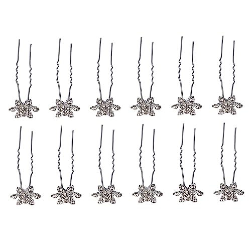 Ipetboom Braut Haarspange 12St Kinder Schneeflocke Haarnadeln Haarspangen mit Schneeflocken Tiara haarschmuck Schneeflocken-Design-Haarnadel stylische Kopfbedeckung die Blumen Strasssteine von Ipetboom