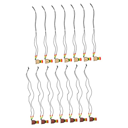 Ipetboom 14stücke Holz Afrikanische Trommel Design Halsketten Anhänger Personalisierte Dekorative Halsketten Für Festivals Strandpartys von Ipetboom