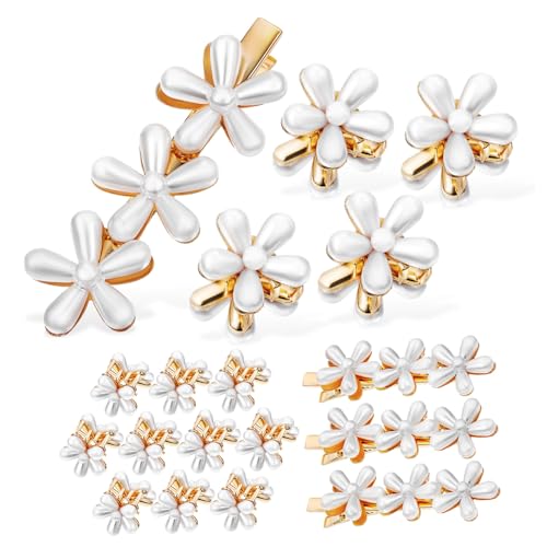 Ipetboom 14 Stück Teiliges Kleine Haarklammern Damen mit Künstlichen Perlen und Blumenmotiv Stilvolle Haarklammern für Lockiges Haar Modische Haarspangen für Alltag Party Hochzeit und von Ipetboom