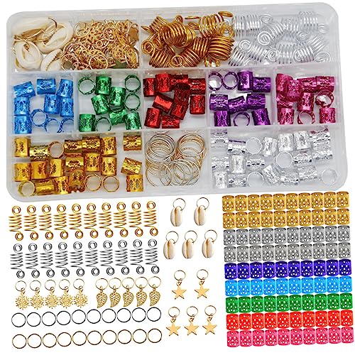 Ipetboom 150stücke Dreadlocks Ringe Verstellbare Haarschmuck Manschetten Bunte Haarperlen Für Zöpfe Und Dreadlocks Zubehör Für Hochzeiten Und Partys Metallische Haarschmuck-accessoires von Ipetboom
