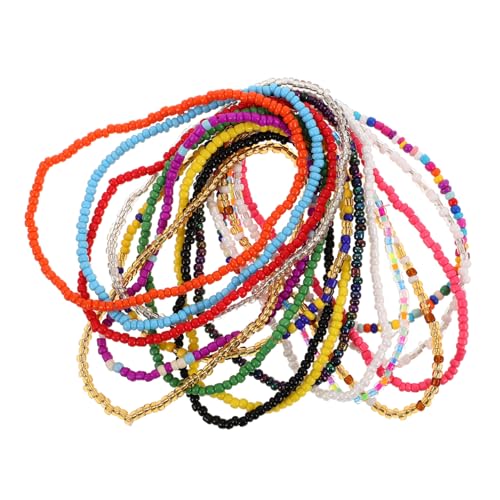 Ipetboom 17 Stück Teiliges Boho Armband und Fußkettchen Set für Damen Handgefertigt mit Bunten Glasperlen Elastisch Vielseitig Tragbar als Armschmuck oder Fußschmuck für Sommer Strand und von Ipetboom