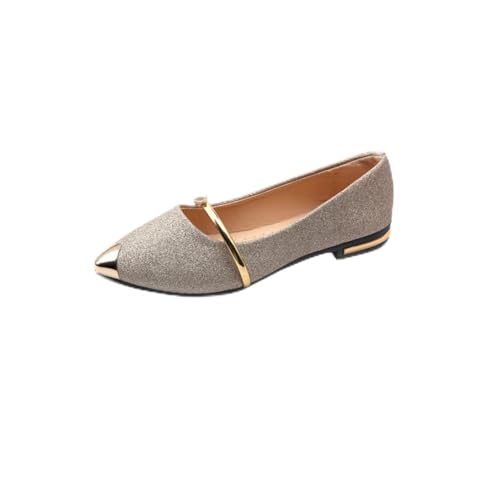 Ipetboom 1Paar Flache Damen Schuhe mit Perlen Design rutschfeste Pumps Nude für Sommer für Freizeit Besondere Anlässe von Ipetboom