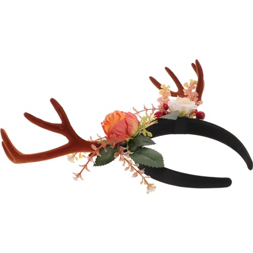 Ipetboom 1Stk Beflocktes Elch-Stirnband Geweih-Stirnbänder entzückende Haartracht Party weihnachts haarreif haarband weihnachten weihnachtsdeko Weihnachtskopfschmuck Elch Haarschmuck Stoff von Ipetboom