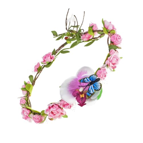 Ipetboom 1Stk Blumenkopfschmuck für die Braut Fee Kopfschmuck Frühlingsblume Blumengirlande Stirnband Tiara Haarreifen Party-Haarbänder Hochzeit Kranz Hawaii Kopfbedeckung Haarring von Ipetboom