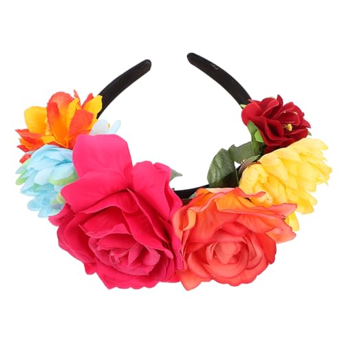 Ipetboom 1stk Hawaiianisches Stirnband Partydekoration Haarschmuck Für Frauen Hochzeit Hochzeitsdekoration Halloween-blumen-stirnband Tiara Urlaub Rosen Geschenk Seidentuch von Ipetboom