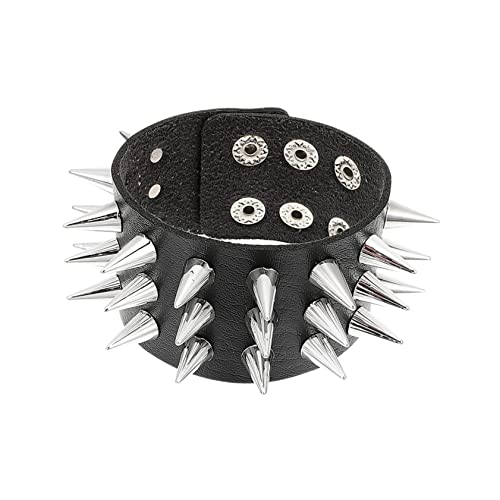 Ipetboom 1Stück Einstellbares Punkarmband mit Nieten Schwarzes PU Lederarmband für Herren Damen Einzigartiges Design zur Betonung Ihrer Persönlichkeit Modisches Accessoire von Ipetboom