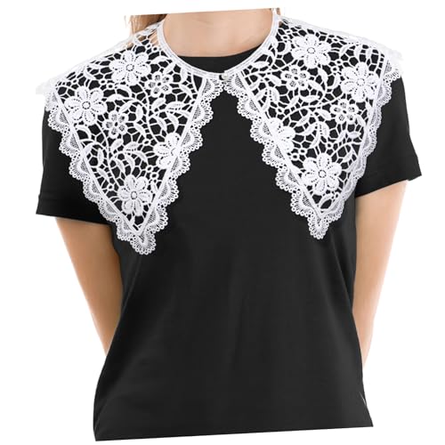 Ipetboom Weißer Spitzen-false-kragen Für Damen Blumenmuster Aus Baumwolle Atmungsaktiv Passend Zu Westen Tanktops Abendkleidern Blusen Jacken Und Mänteln Mit Perlmutterknopf Für Bequemes Au von Ipetboom