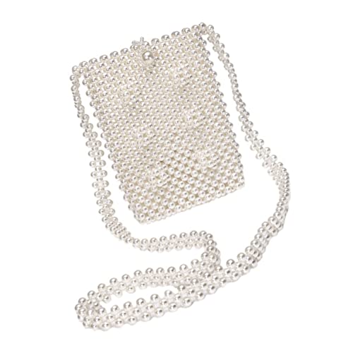 Ipetboom 1Stück Perlen Gestrickte Umhängetasche für Damen Crossbody für Strand Party Chic Leicht für Reisen Freizeit von Ipetboom