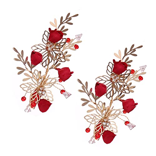 Ipetboom 1paar Braut Haarschmuck Handgefertigte Rote Blumen-haarspangen Für Frauen Für Hochzeiten Partys Und Besondere Anlässe Verleiht Eleganz Und Charme von Ipetboom
