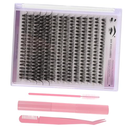 Ipetboom 1sätze Wimpernverlängerungsset Mit Einzelnen Wimpern-clustern Pinkem Werkzeug Und Sanftem Wimpernkleber-entferner Für Selbstanwendung Und Realistische Dichte Wimpern von Ipetboom