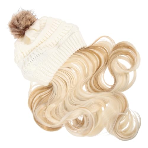 Ipetboom 1satz Langhaarperücke Mit Beanie Für Damen Abnehmbare Lange Gewellte Haarverlängerung Warme Mütze Für Cosplay Und Alltag Synthetische Fasern Leicht Zu Reinigen von Ipetboom
