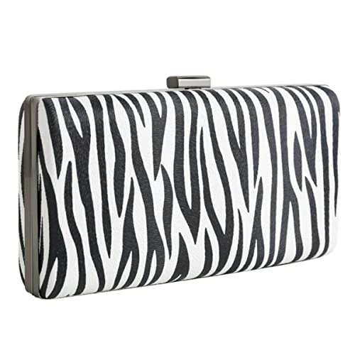 Ipetboom Zebra Muster Abendtasche Tragbare Handtasche Sammeltasche für Hochzeiten Partys und Alltag mit Dekorativer Kette Damen Geldbörse mit Sicherem Schnallendesign von Ipetboom