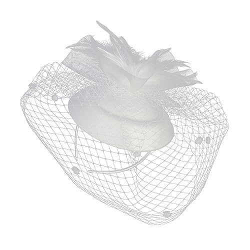 Ipetboom 1Stk Haarnadel mit Blumenhut Mini-Haarbänder Fascinator-Hut für Damen Damenhut Tiara Feder Haarband Braut Stirnband Hochzeit Haarschmuck schmücken Kopfbedeckung Gittergewebe Weiß von Ipetboom