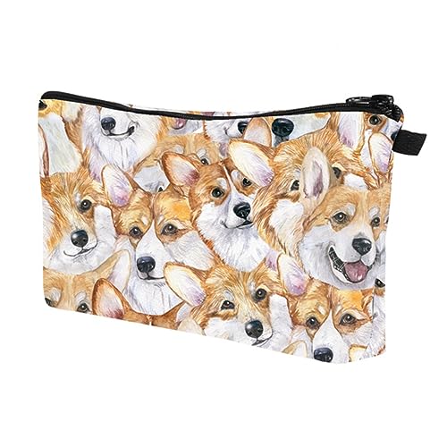 Ipetboom Schminktasche – Reise-schminktasche – Kosmetiktasche – Kulturbeutel – Schminktasche Organizer – Modischer Corgi-Print – Ideal Für Damenhandtaschen von Ipetboom
