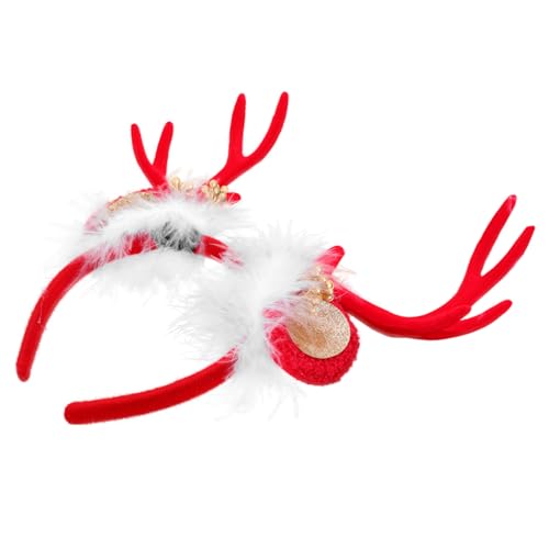 Ipetboom 1stk Weihnachtsstirnband Funkeln Kinderstirnband Led-weihnachtshaarspangen Outfit Weihnachtshaarbänder Geweih Kopfschmuck Hirsch Kostüm Für Damen Haarband Aus Hirschhorn Harz Rot von Ipetboom