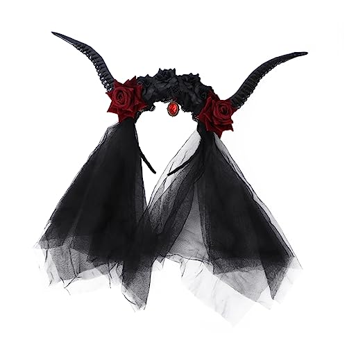Ipetboom 1stück Steampunk Kopfstück Mit Schleier Und Retro Antelope Horn Haarschmuck Für Halloween Gothic Cosplay Stilvolles Damen Accessoire Für Partys Und Besondere Anlässe von Ipetboom