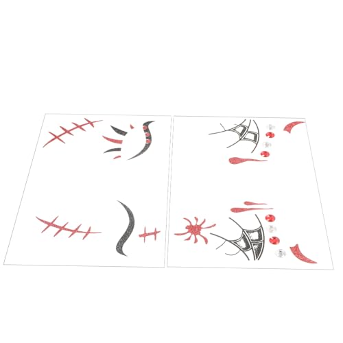 Ipetboom 2blätter Halloween Makeup Temporäre Tattoos Mit Strass Augen Aufkleber Für Erwachsene Einzigartige Gesichtstätowierungen Für Kostümpartys Und Halloween Deko von Ipetboom