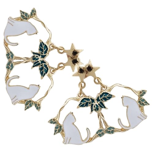 Ipetboom 2 Paare Asymmetrische Cat Pendant Ohrringe Emaille Ohrstecker Leichte Katzenohrringe Schmuck für Alltag Festival und Urlaub von Ipetboom