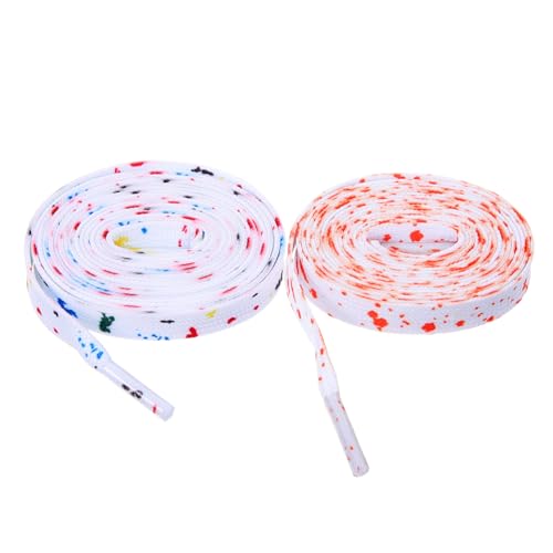 Ipetboom 2 Paare Bunte Flache Schnürsenkel aus Stoff Lang Reißfest Modische Sportschnürsenkel für Damen und Herren Geeignet für Sneaker Laufschuhe Freizeitschuhe von Ipetboom