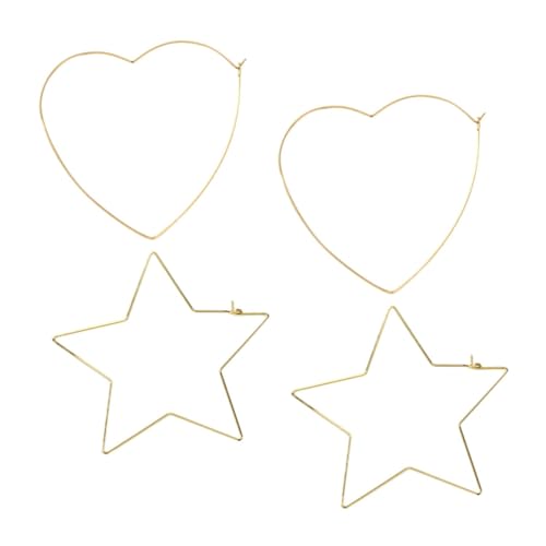 Ipetboom 2 Paare Damen Creolen Ohrringe Herz und Stern Design Große Hoop Ohrschmuck für Frauen DIY Schmuckherstellung und Alltag Geeignet von Ipetboom