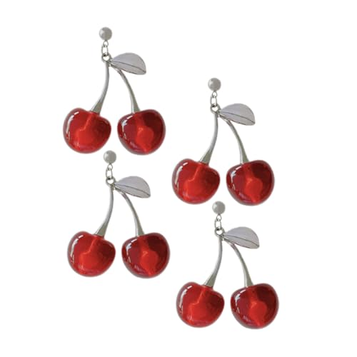 Ipetboom 2 Paare Damen Kirschohrringe Baumelndes Design Verspielte Rote Frucht Ohrringe Schmuck Set Für Valentinstag Strandmode von Ipetboom