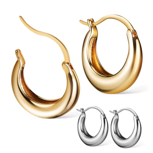 Ipetboom 2 Paare Damen Ohrringe Creolen und Drop Earrings Leicht und Langlebig Modische Geometrische Ohrhänger in Gold und Silber Geeignet für Alltag Party und Besondere Anlässe von Ipetboom