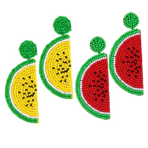 Ipetboom 2 Paare Damen Ohrringe Obst Beaded Wasser Anhänger Sommer Schmuck Gelb Rot für Frauen von Ipetboom