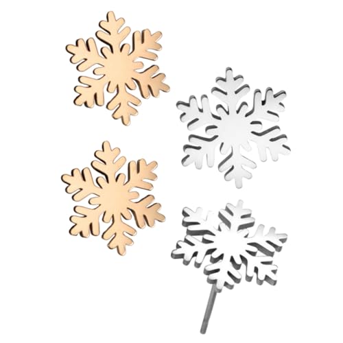 Ipetboom 2 Paare Damen Schneeflocken Ohrstecker Weihnachten Ohrschmuck Weiß Gold Chic Festliche Ohrringe für Frauen Weihnachtsdekoration von Ipetboom