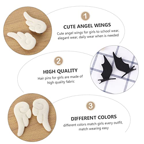 Ipetboom 2 Paare Engelsflügel Haarklammern aus Leder Süßer Haarschmuck für Mädchen Weiße und Schwarze Muster Leichte Umweltfreundliche Haarspangen für Alltag Party und Besondere Anlässe von Ipetboom