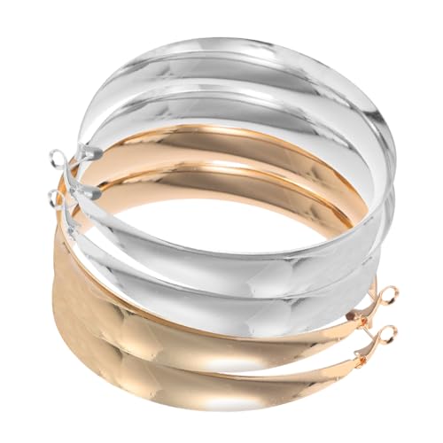 Ipetboom 2 Paare Große Geometrische Creolen Ohrringe aus Langlebigem Metall Leicht und Komfortabel Modischer Hohlkreis Design für Damen bei Partys Dates und Alltag in Gold und Silber von Ipetboom