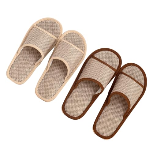 Ipetboom 2 Paare Leichte Rutschfeste Hausschuhe für Damen und Herren Atmungsaktive Slipper aus Leinenstoff und Vielseitig für Frühling Sommer Indoor und Reisen Geeignet von Ipetboom