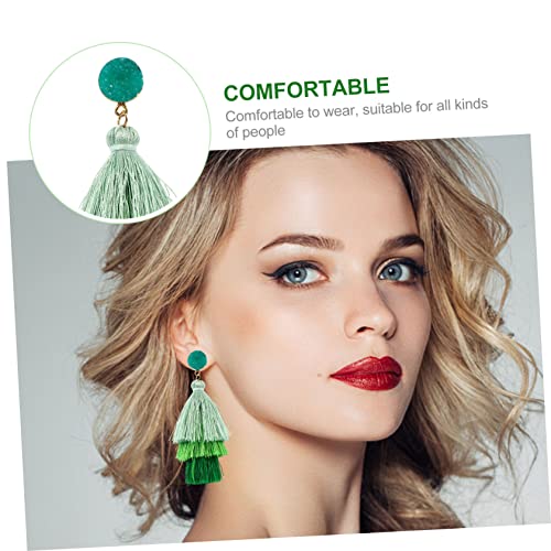 Ipetboom 2 Paare Patrick's Day Boho Ohrringe Damen Lagige Quasten Ohrschmuck Exotisch Festival Schmuck Grün Farbverlauf von Ipetboom