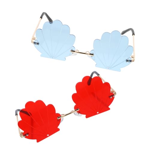 Ipetboom 2 Paare Randlose Muschel Sonnenbrille Damen UV schutz Leichte Beach Brille für Urlaub Streetstyle Goldroter und Goldblauer Rahmen Ipetboom 2 Paare Randlose Muschel Sonnenbrille Damen UV schutz Leichte Beach Brille für Urlaub Streetstyle Goldroter und Goldblauer Rahmen von Ipetboom