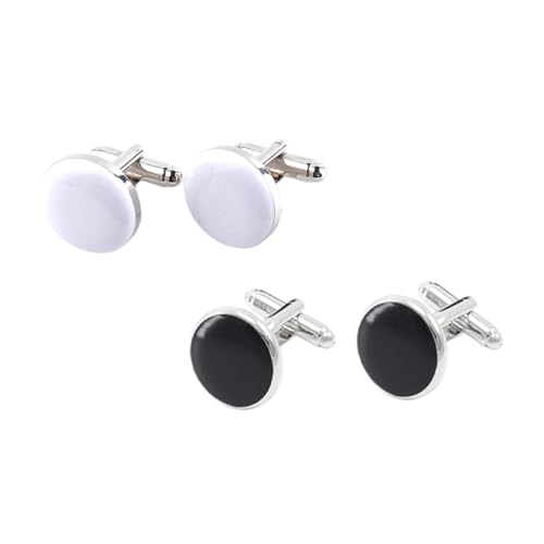 Ipetboom 2 Paare Runde Herren Manschettenknöpfe aus Legierung Modische Französische Stil Ärmelknöpfe für Hemden Glänzend Angenehm Vielseitig für Business und Besondere Anlässe von Ipetboom