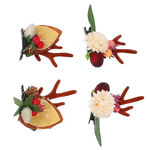Ipetboom 2 Paare Weihnachtliche Haarspangen Rentier Geweih Haarschmuck für Damen Mädchen Teens Weihnachtsdeko Bequem Tragbar für Partys und Festliche Anlässe von Ipetboom