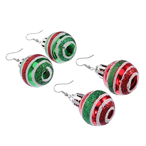 Ipetboom 2 Paare Weihnachtsohrringe Weihnachtskugel Design Ohrhänger Modisch Glänzend Festlich Damen Schmuck von Ipetboom