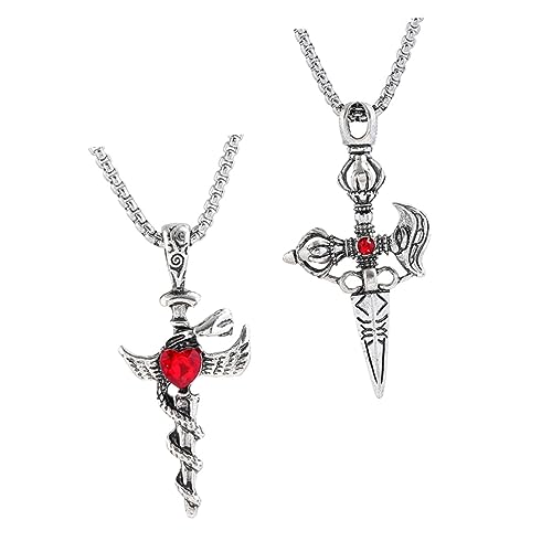Ipetboom 2 STÜCK Retro Männer Halskette Metall Stylische Legierungs Kreuz Schmuckstücke Designs Cooles für Freunde und Familie Langlebig und Hautfreundlich von Ipetboom