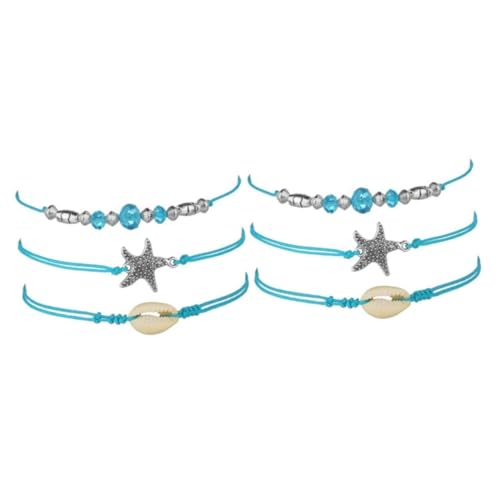 Ipetboom 2 Sätze Boho Fußkettchen Teiliges Anklet Mit Muschel Perlen in Verstellbare Fußschmuck Für Damen Kreatives Bohemia Design Für Frauen Zu Besonderen Anlässen 3 Stücke * 2 von Ipetboom