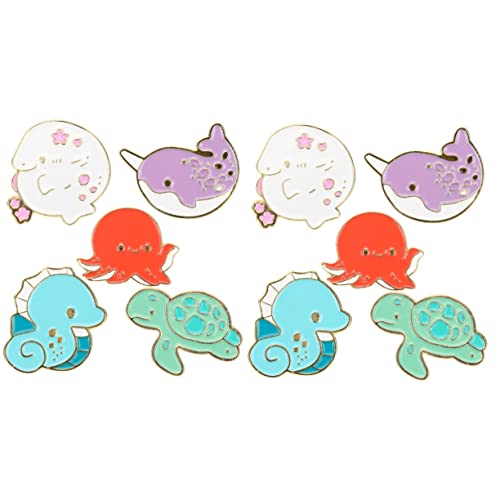 Ipetboom 2 Sätze Emaille Pins Tier Broschen Niedliche Meeresbewohner Themen Abzeichen Dekorative Anstecker Für Kleidung Taschen Accessoires Für Erwachsene 5 Stücke * 2 von Ipetboom