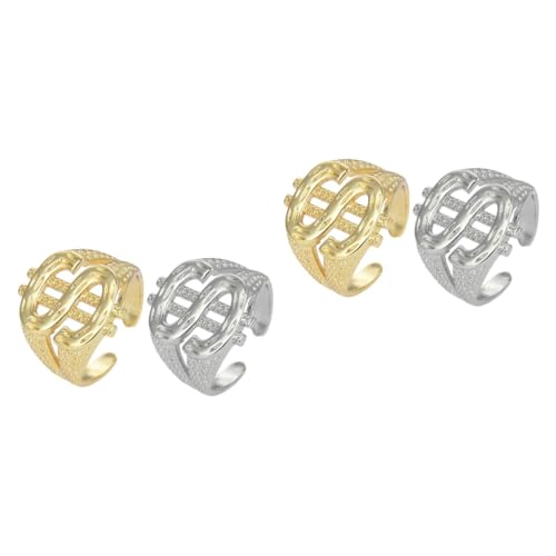 Ipetboom 2 Sätze Hip Hop Finger Ringe Für Männer Verstellbare Metallringe Mit Dollarzeichen Offene Schmuckringe Für Styles Und Einzigartigen Geschmack 2 Stück * 2 von Ipetboom